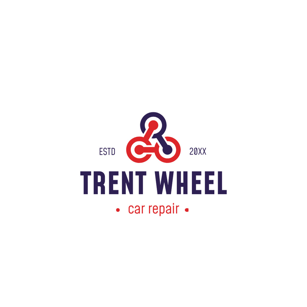 Car Repair Services with Wheels in Triangle Logo 1080x1080px Design Template