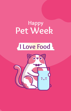 Pet Week with Fluffy Cat Invitation 4.6x7.2in Design Template