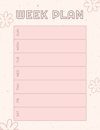 Plantilla de diseño de Lista de verificación rosa para la semana Notepad 8.5x11in 