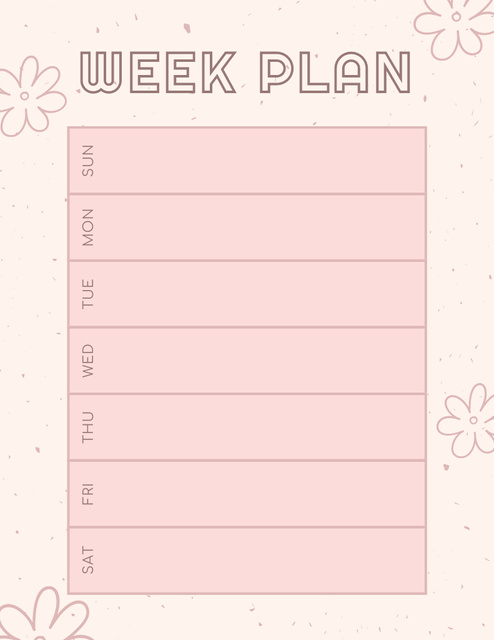 Pink Checklist for Week Notepad 8.5x11in – шаблон для дизайна