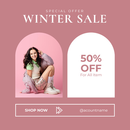 Designvorlage Winter Sale Sonderangebot für die Modekollektion für Instagram