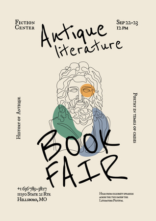 Book Fair Announcement with Antique Literature Poster Πρότυπο σχεδίασης