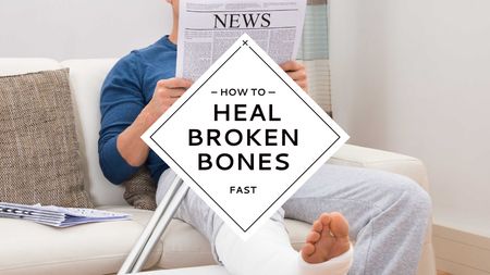 Мужчина со сломанной ногой читает газету Title – шаблон для дизайна