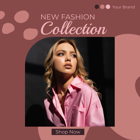 Girl in Pink Outfit for New Fashion Collection Instagram Design Template