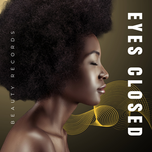 Profile of black woman with yellow graphic lines Album Cover – шаблон для дизайна