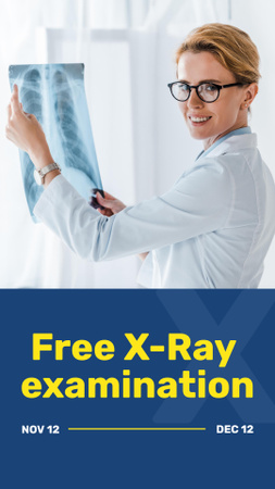 Designvorlage Clinic Promotion with Doctor Holding Chest X-Ray für Instagram Story