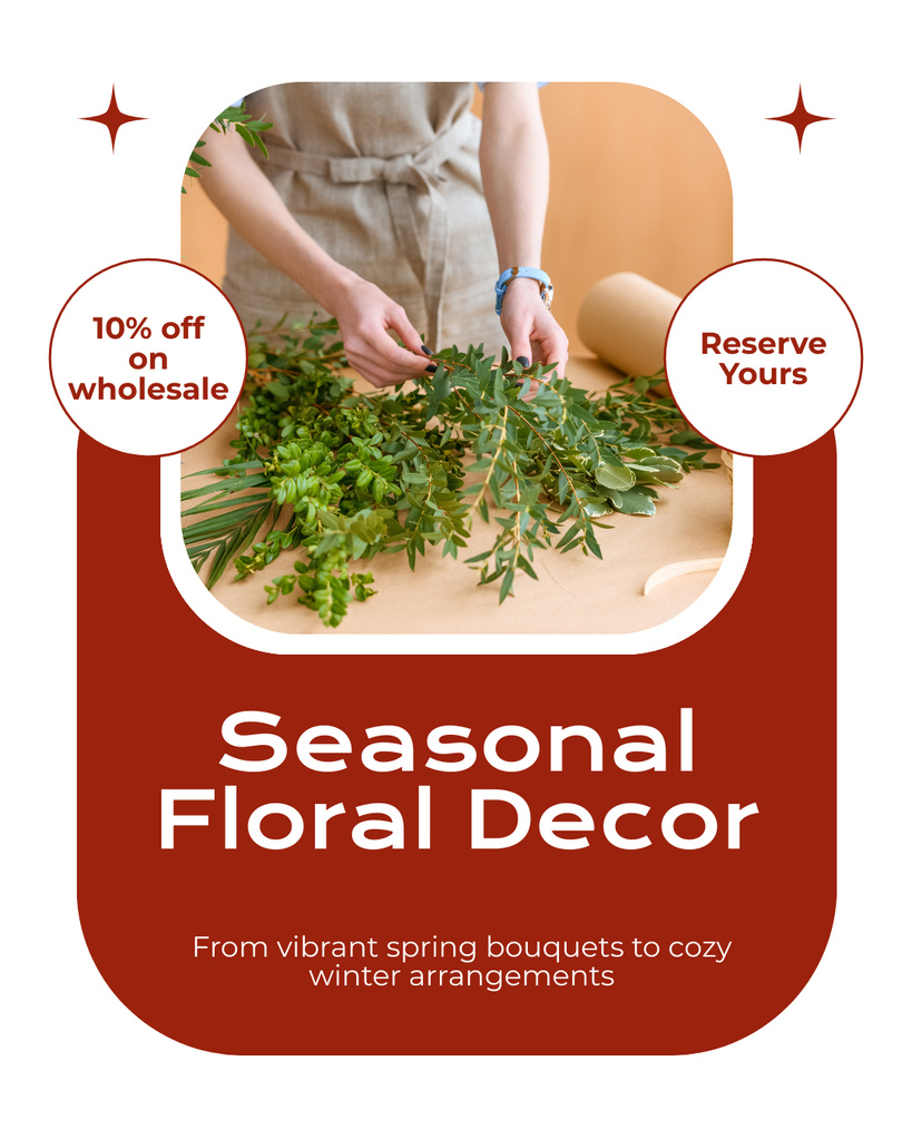 Designvorlage Seasonal Floral Decor with Discount on Everything für Instagram Post Vertical