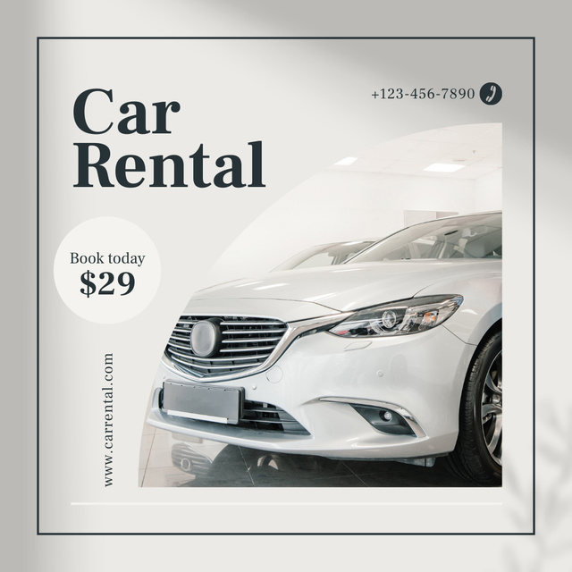 Rental Cars Service Ad Grey Instagram Πρότυπο σχεδίασης