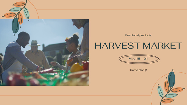 Harvest Market With Fresh Food Announcement Full HD video Tasarım Şablonu