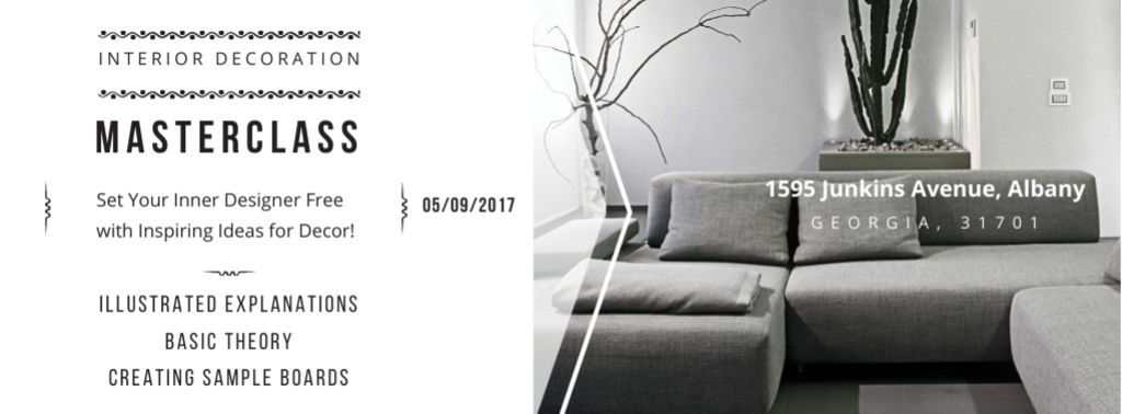 Plantilla de diseño de Interior Decoration Maestro Workshop Announcement Facebook cover 