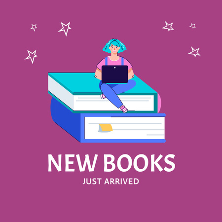 New Books Announcement with Woman Animated Post Design Template