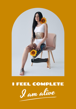 Disability Awareness with Beautiful Girl in Sunflowers Poster 28x40in Design Template