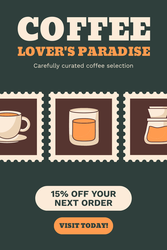 Template di design Wide-range Of Coffee Drinks With Discounts For Next Order Pinterest