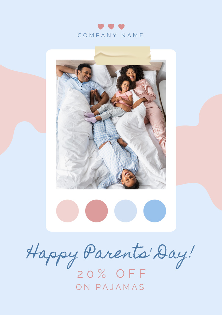 Modèle de visuel Parent's Day Pajama Sale Announcement with Colors Palette - Poster