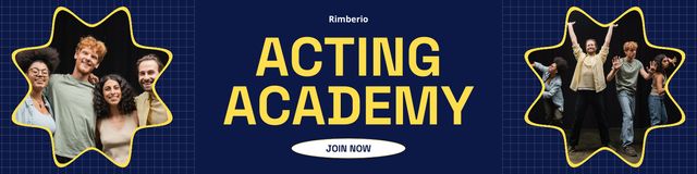 Acting Academy with Happy Young Actors Twitter tervezősablon