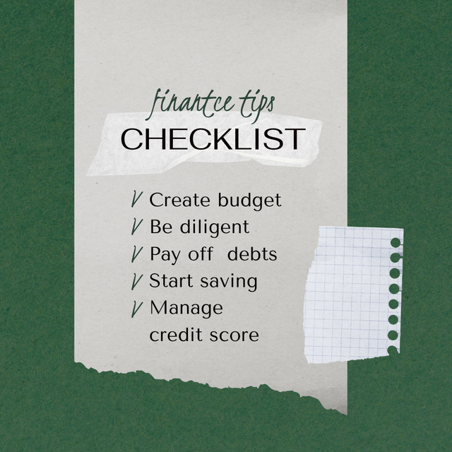 Designvorlage Checklist with Finance Tips für Instagram