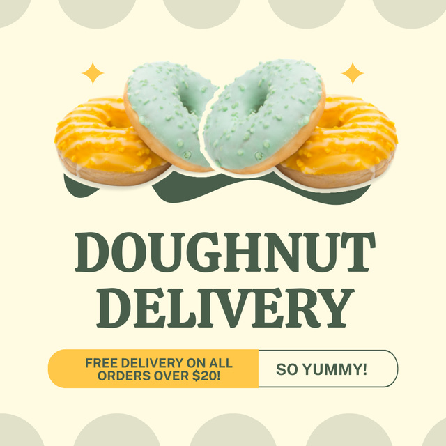 Special Offer of Doughnut Delivery Instagram AD Design Template