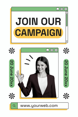 Plantilla de diseño de Oferta para unirse a la campaña electoral Pinterest 
