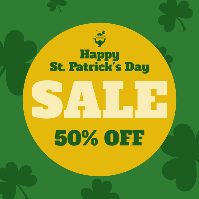 St. Patrick's Day Sale Announcement in Yellow and Green Instagramデザインテンプレート