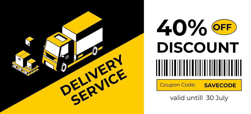 Special Promo Code Offer on Delivery Services Coupon 3.75x8.25in Design Template