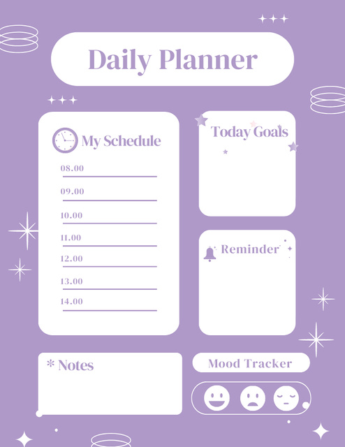 Minimal Daily Planner in Purple Notepad 8.5x11in – шаблон для дизайна