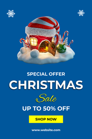 Christmas Sale Ad with Amazing Fairy House Pinterest Design Template