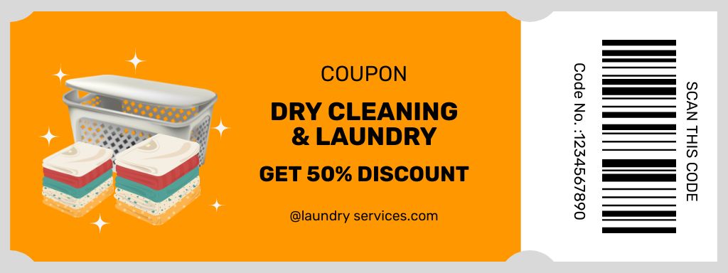 Dry Cleaning and Laundry Services with Discount Coupon Design Template