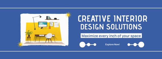 Creative Interior Design With Furnishings Facebook cover Design Template