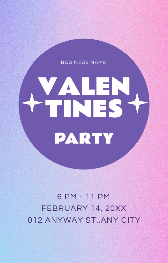 Valentine's Day Party Announcement on Purple Gradient Invitation 4.6x7.2in Design Template