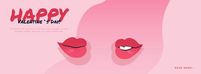 Kissing red lips on Valentine's Day Facebook Video cover Design Template