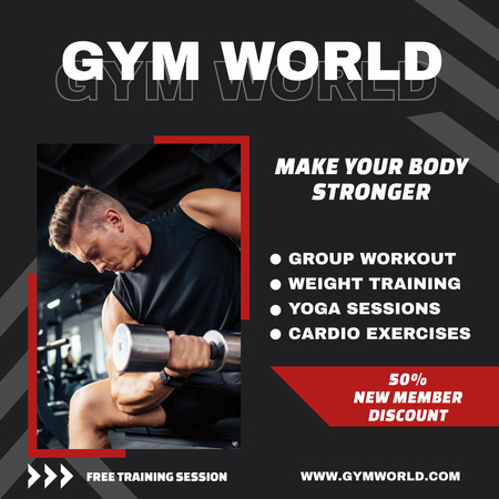 Gym Makes Your Body Stronger Instagram Design Template