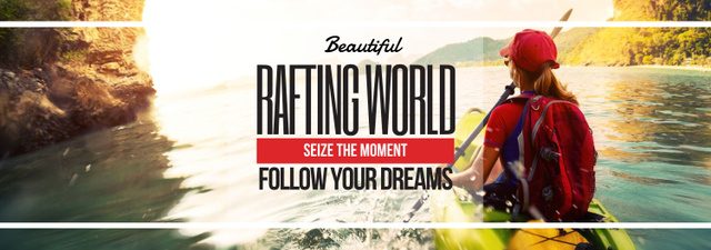 Template di design Rafting Tour Invitation with Woman in Boat Tumblr