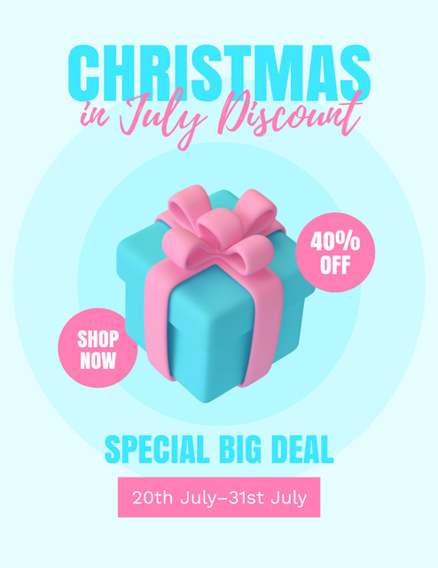 Magical Christmas in July Sale Ad Flyer 8.5x11in Design Template