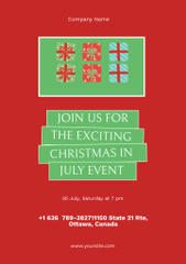 July Christmas Celebration Announcement on Red