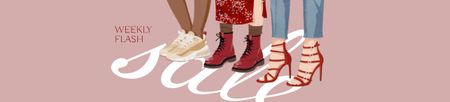 Designvorlage Girls in Stylish Shoes für Ebay Store Billboard