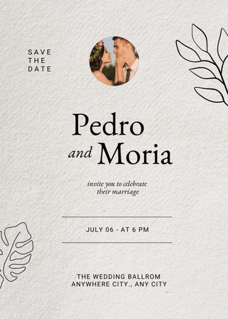 Wedding Celebration Announcement Layout on Grey Texture of Paper Invitation tervezősablon
