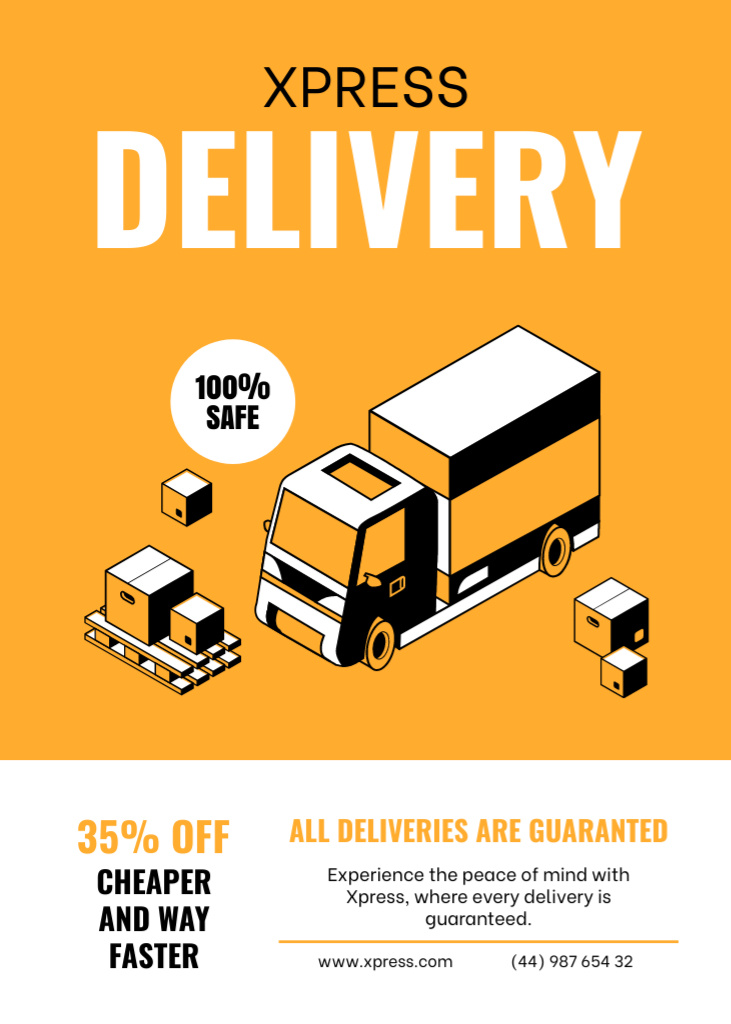 Express Delivery Service Offer with Truck Flayer Πρότυπο σχεδίασης