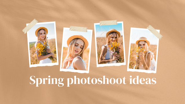Collage with Spring Ideas for Photoshoot Youtube Thumbnail Design Template