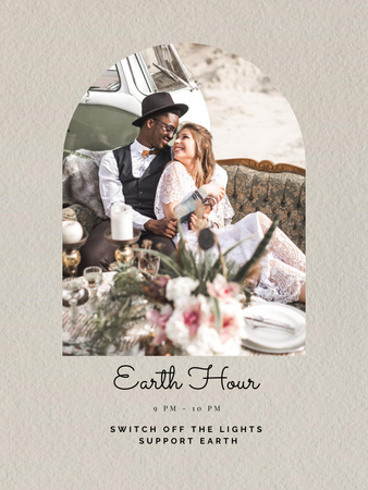 Wedding Invitation with Happy Newlyweds Poster US Modelo de Design