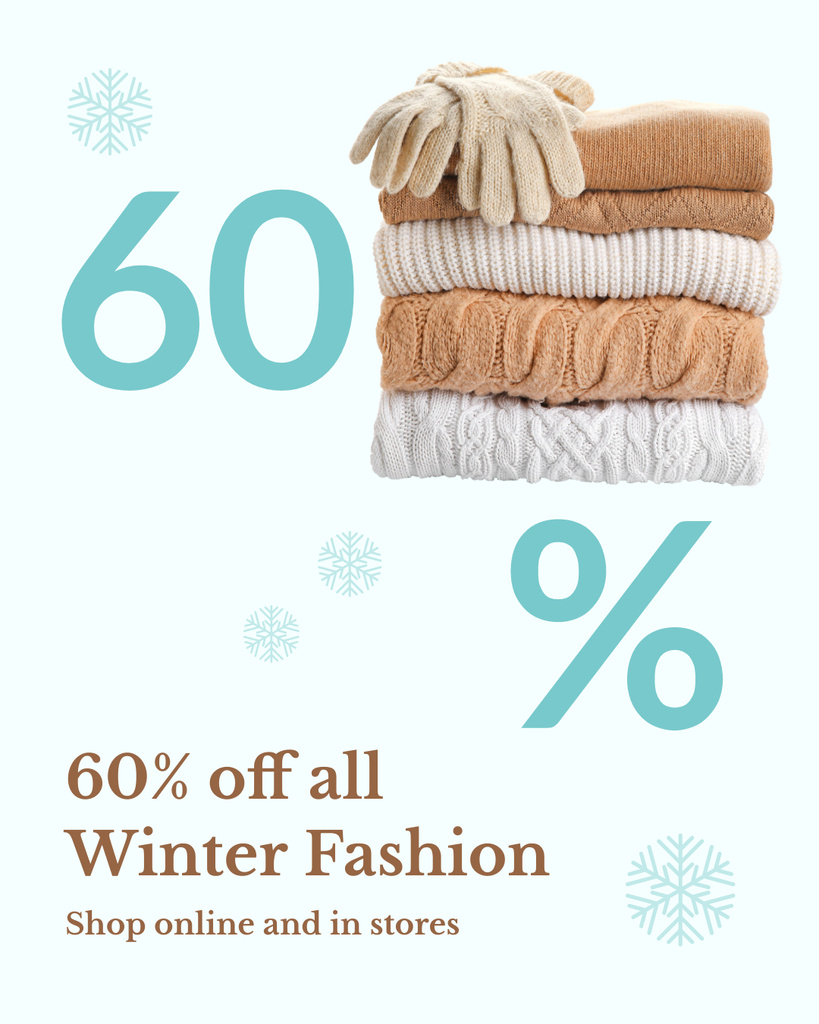 Ontwerpsjabloon van Instagram Post Vertical van Sale of Winter Fashion with Warm Clothes