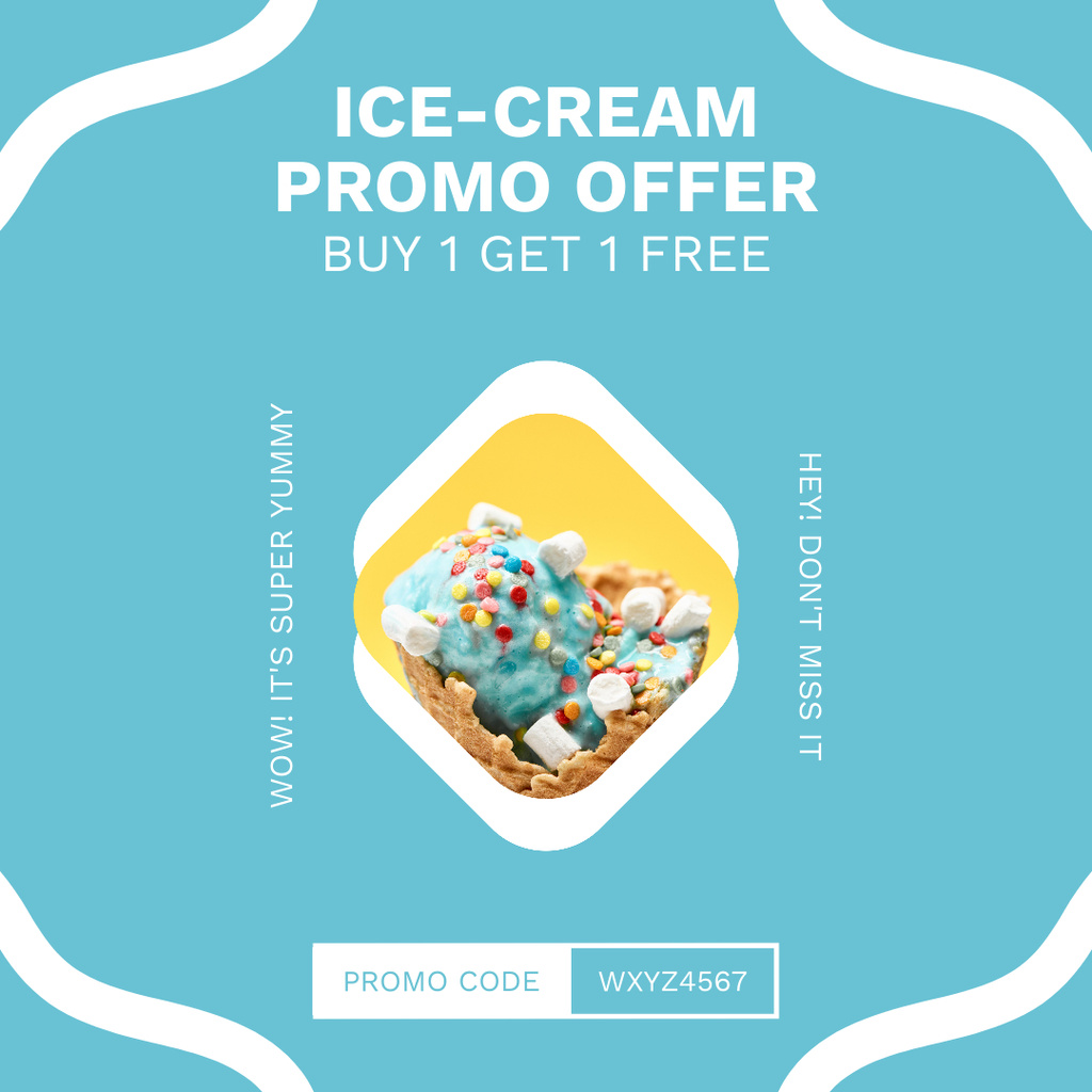 Ontwerpsjabloon van Instagram AD van Promo of Tasty Ice Cream