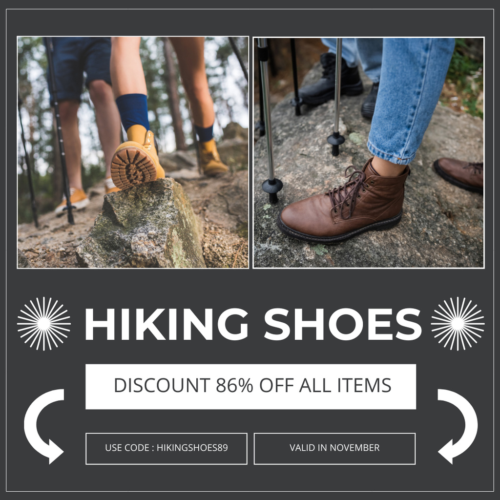 Szablon projektu Offer of Discount on Hiking Shoes Instagram