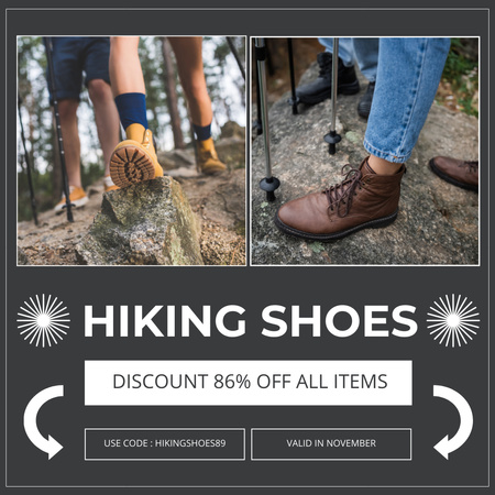 Offer of Discount on Hiking Shoes Instagram Design Template