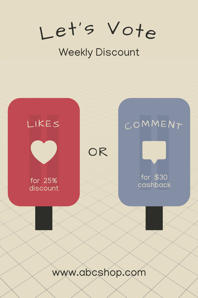 Ontwerpsjabloon van Pinterest van Voting for Discount in Social Media