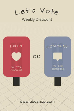 Äänestä alennusta sosiaalisessa mediassa Pinterest Design Template