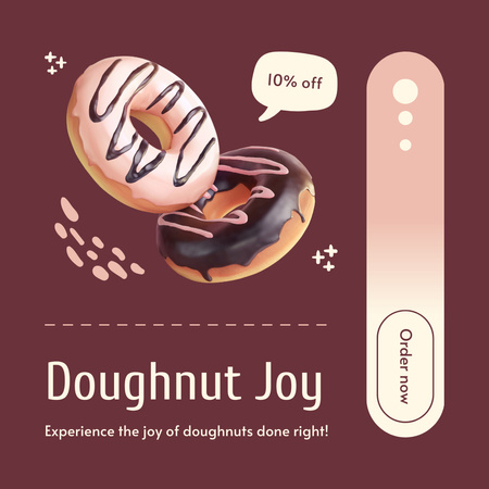 Offer of Doughnut Joy with Discount Instagram AD Design Template
