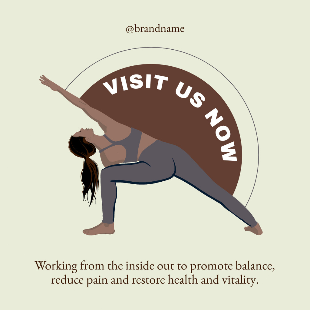 Wellness Center Ad with Woman Doing Fitness Instagram tervezősablon