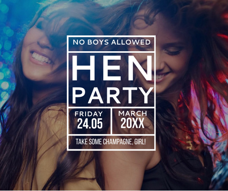 Ontwerpsjabloon van Facebook van Hen Party uitnodiging met meisjes dansen