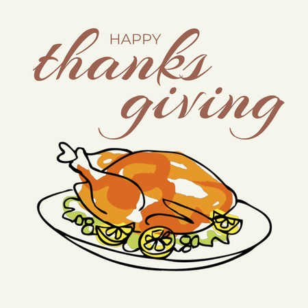 Thanksgiving Day Congratulations With Served Turkey Animated Post Design Template