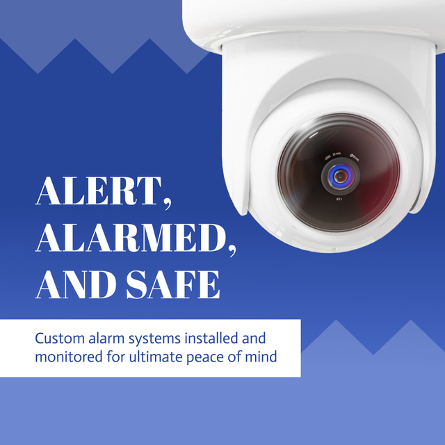 Custom Alarm Systems and Surveillance Cameras Animated Post Design Template